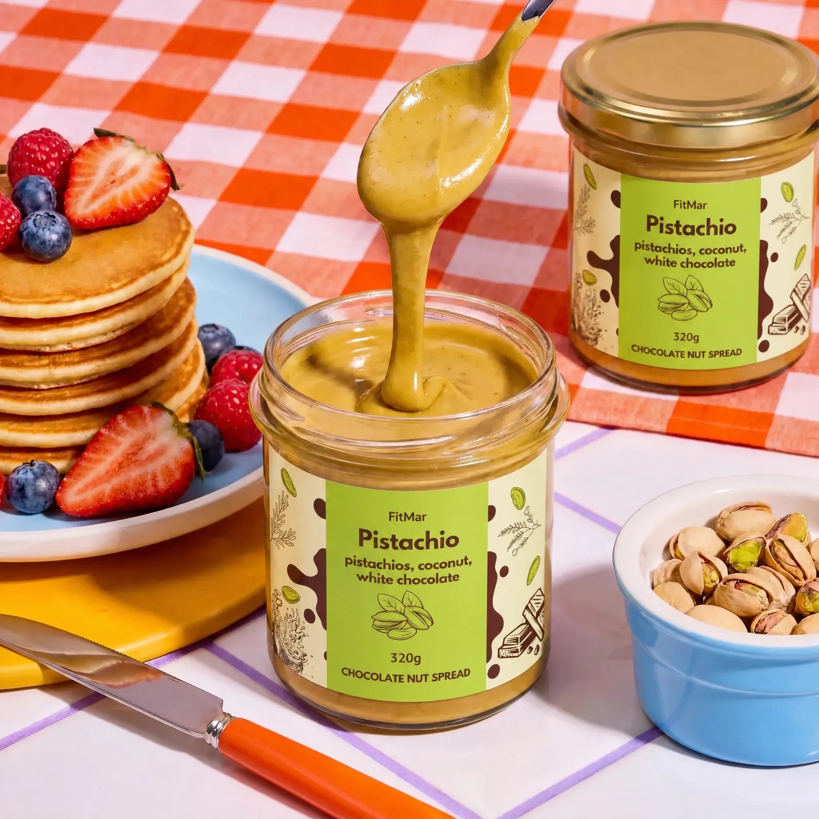 Pistaziencreme mit Kokos und weißer Schokolade
